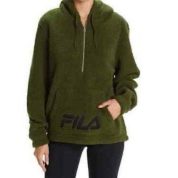 EUC FILA Sherpa Hoodie Jacket-Medium - Picture 1 of 8